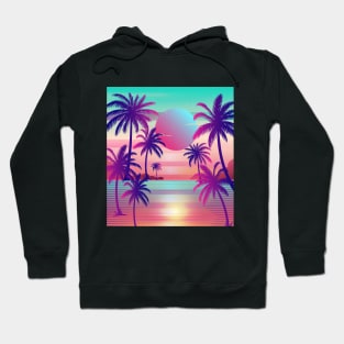 Sunset Palm Trees Vaporwave Aesthetic Hoodie